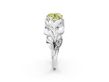 White gold Fancy Yellow Round Cut Solitaire Leaf-Inspired Engagement Ring with Prong Setting_14