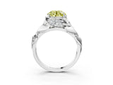 White gold Fancy Yellow Round Cut Solitaire Leaf-Inspired Engagement Ring with Prong Setting_15