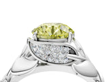 White gold Fancy Yellow Round Cut Solitaire Leaf-Inspired Engagement Ring with Prong Setting_16