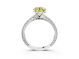 White gold Fancy Yellow Round Cut Solitaire Milgrain Engraved Band with Four-Prong Setting_15