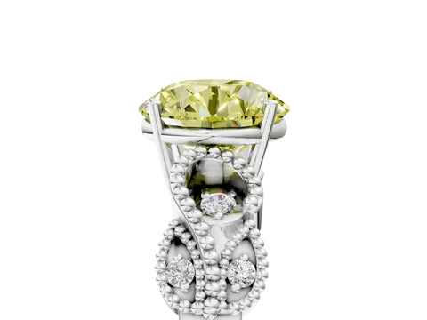White gold Fancy Yellow Round Cut Solitaire Milgrain Leaf Band with Prong Setting_17