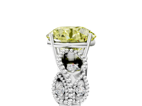 White gold Fancy Yellow Round Cut Solitaire Milgrain Leaf Band with Prong Setting_5