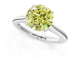 White gold Fancy Yellow Round  Cut Solitaire Ring with Cathedral Band and Four-Prong Setting_1