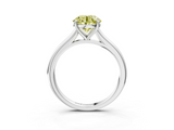 White gold Fancy Yellow Round  Cut Solitaire Ring with Cathedral Band and Four-Prong Setting_3