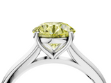 White gold Fancy Yellow Round  Cut Solitaire Ring with Cathedral Band and Four-Prong Setting_4