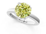White gold Fancy Yellow Round  Cut Solitaire Ring with Four-Prong Setting and Classic Band_1