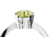 White gold Fancy Yellow Round  Cut Solitaire Ring with Four-Prong Setting and Classic Band_4