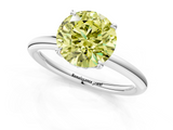 White gold Fancy Yellow Round  Cut Solitaire Ring with Thin Band and Four-Prong Setting_1
