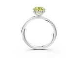 White gold Fancy Yellow Round  Cut Solitaire Ring with Thin Band and Four-Prong Setting_3