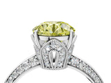 White gold Fancy Yellow Round Cut Solitaire Split Shank Pave Diamond Engagement Ring with Four-Prong Setting_16