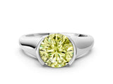 White gold Fancy Yellow Round Cut Solitaire Tension Set Diamond Ring with Split Shank Band_24