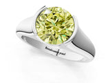White gold Fancy Yellow Round Cut Solitaire Tension Set Diamond Ring with Split Shank Band_25