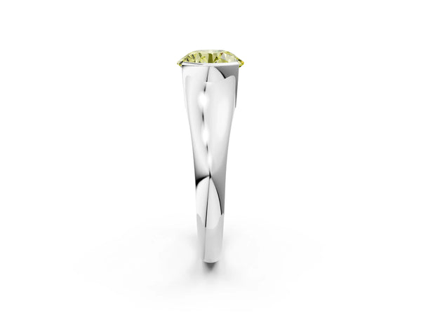Platinum Fancy Yellow Round Cut Solitaire Tension Set Diamond Ring with Split Shank Band