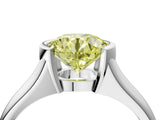 White gold Fancy Yellow Round Cut Solitaire Tension Set Diamond Ring with Split Shank Band_28