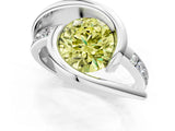 White gold Fancy Yellow Round Cut Solitaire Tension-Set Diamond Split Shank Ring_1