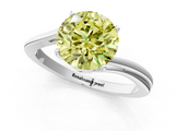 White gold Fancy Yellow Round  Cut Solitaire Twist Band Ring with Four-Prong Setting_1