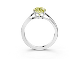 White gold Fancy Yellow Round  Cut Solitaire Twist Band Ring with Four-Prong Setting_3