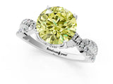 White gold Fancy Yellow Round Cut Solitaire Twist Pave Diamond Engagement Ring with Prong Setting_13