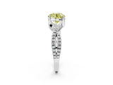 White gold Fancy Yellow Round Cut Solitaire Twist Pave Diamond Engagement Ring with Prong Setting_2