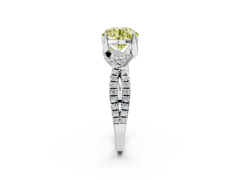 White gold Fancy Yellow Round Cut Solitaire Twist Pave Diamond Engagement Ring with Prong Setting_38