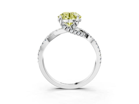 White gold Fancy Yellow Round Cut Solitaire Twist Pave Diamond Engagement Ring with Prong Setting_3