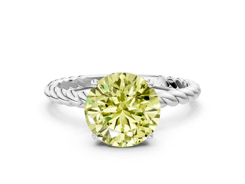 White gold Fancy Yellow Round Cut Solitaire Twisted Band 4-Prong Ring_24