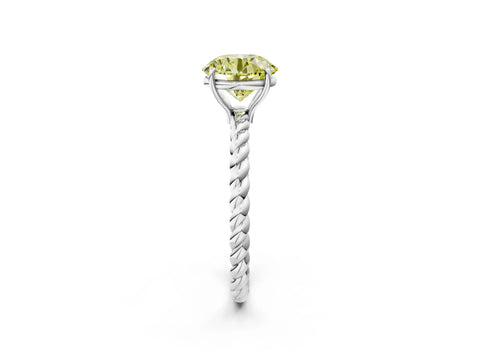 White gold Fancy Yellow Round Cut Solitaire Twisted Band 4-Prong Ring_26