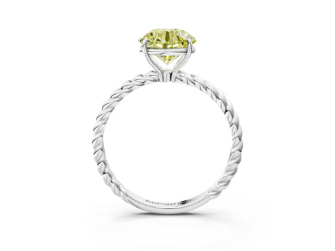 White gold Fancy Yellow Round Cut Solitaire Twisted Band 4-Prong Ring_27