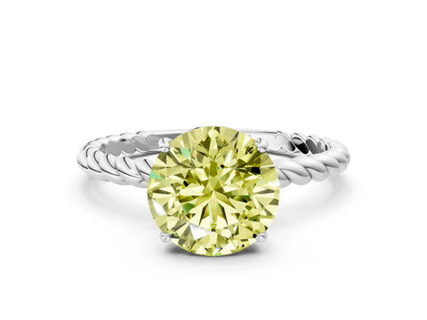 White gold Fancy Yellow Round Cut Solitaire Twisted Band 4-Prong Ring_32