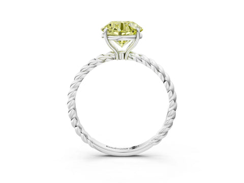 White gold Fancy Yellow Round Cut Solitaire Twisted Band 4-Prong Ring_33