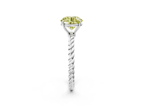 White gold Fancy Yellow Round Cut Solitaire Twisted Band 4-Prong Ring_34