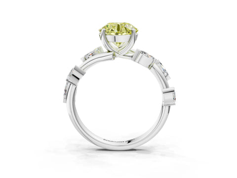 White gold Fancy Yellow Round Cut Solitaire Twisted Band Marquise Accent Prong Setting Ring_15