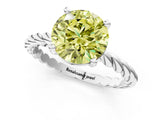 White gold Fancy Yellow Round  Cut Solitaire Twisted Band with Four-Prong Setting_50