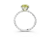 White gold Fancy Yellow Round  Cut Solitaire Twisted Band with Four-Prong Setting_56