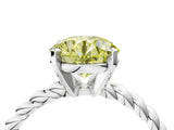 White gold Fancy Yellow Round  Cut Solitaire Twisted Band with Four-Prong Setting_57