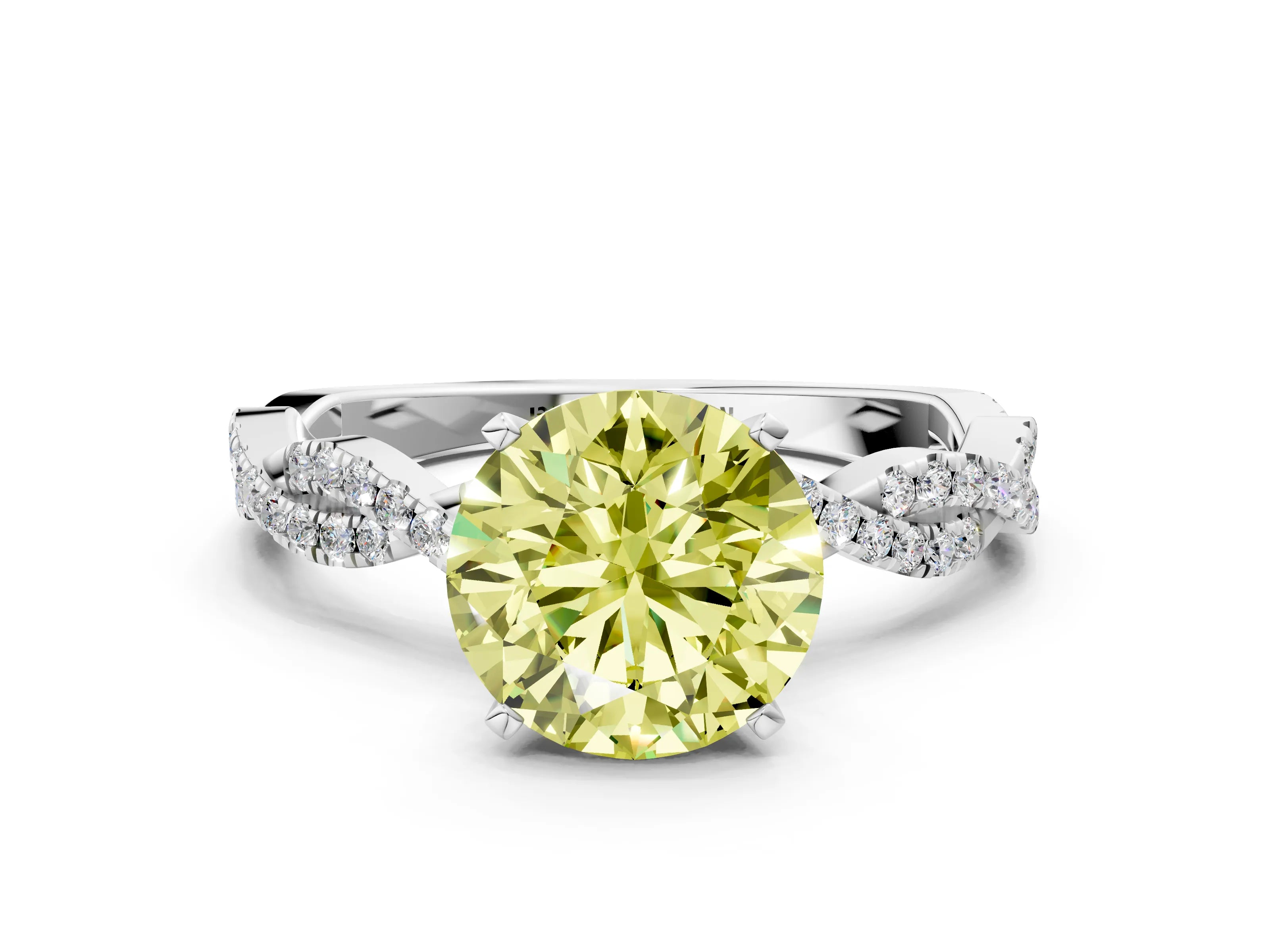 White gold Fancy Yellow Round Cut Solitaire Twisted Pave Band with Four-Prong Setting_15