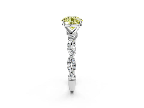 White gold Fancy Yellow Round Cut Solitaire Twisted Pave Band with Four-Prong Setting_17