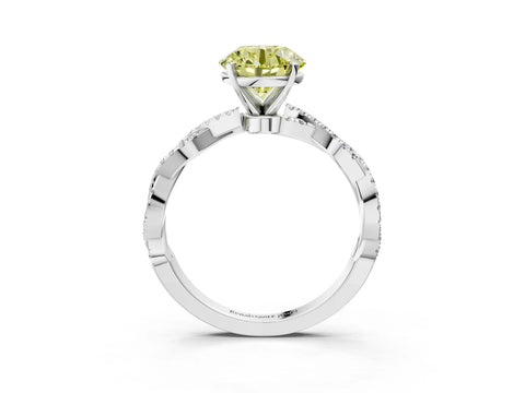 White gold Fancy Yellow Round Cut Solitaire Twisted Pave Band with Four-Prong Setting_18