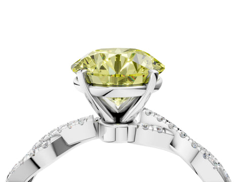 White gold Fancy Yellow Round Cut Solitaire Twisted Pave Band with Four-Prong Setting_19