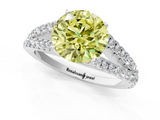 White gold Fancy Yellow Round  Cut Split Shank Pave Diamond Engagement Ring with Four-Prong Setting_1