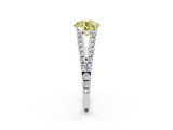 White gold Fancy Yellow Round  Cut Split Shank Pave Diamond Engagement Ring with Four-Prong Setting_2