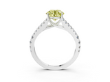 White gold Fancy Yellow Round  Cut Split Shank Pave Diamond Engagement Ring with Four-Prong Setting_3