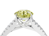 White gold Fancy Yellow Round  Cut Split Shank Pave Diamond Engagement Ring with Four-Prong Setting_4