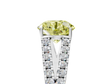 White gold Fancy Yellow Round  Cut Split Shank Pave Diamond Engagement Ring with Four-Prong Setting_5