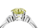 White gold Fancy Yellow Round  Cut Three-Stone Channel Set Ring with Bar Prongs_12
