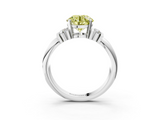White gold Fancy Yellow Round  Cut Three-Stone Channel Set Ring with Bar Prongs_3