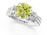 White gold Fancy Yellow Round  Cut Three-Stone Channel Set Ring with Bar Prongs_33