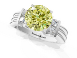 White gold Fancy Yellow Round  Cut Three-Stone Channel Set Ring with Bar Prongs_9