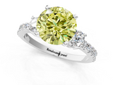 White gold Fancy Yellow Round  Cut Three-Stone Diamond Pavé Band with Prong Setting_1