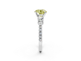 White gold Fancy Yellow Round  Cut Three-Stone Diamond Pavé Band with Prong Setting_2